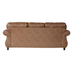 Roundhill Furniture Leinster bruine stoffen bank en loveseat met siernagelrand