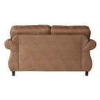 Roundhill Furniture Leinster bruine stoffen bank en loveseat met siernagelrand