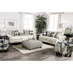 Stormy Thistle modernes 2-teiliges Wohnzimmerset aus elfenbeinfarbenem Stoff von Furniture of America