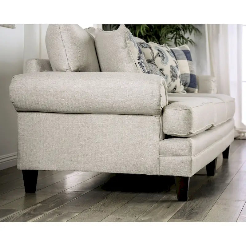 Stormy Thistle modernes 2-teiliges Wohnzimmerset aus elfenbeinfarbenem Stoff von Furniture of America