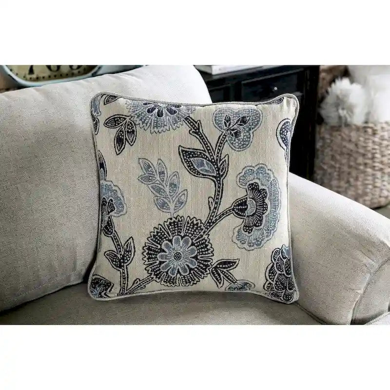 Stormy Thistle modernes 2-teiliges Wohnzimmerset aus elfenbeinfarbenem Stoff von Furniture of America