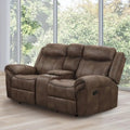 Verne Brown Manual Microsuede Glider Reclining Loveseat with Center Storage Console