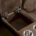 Verne Brown Manual Microsuede Glider Reclining Loveseat with Center Storage Console