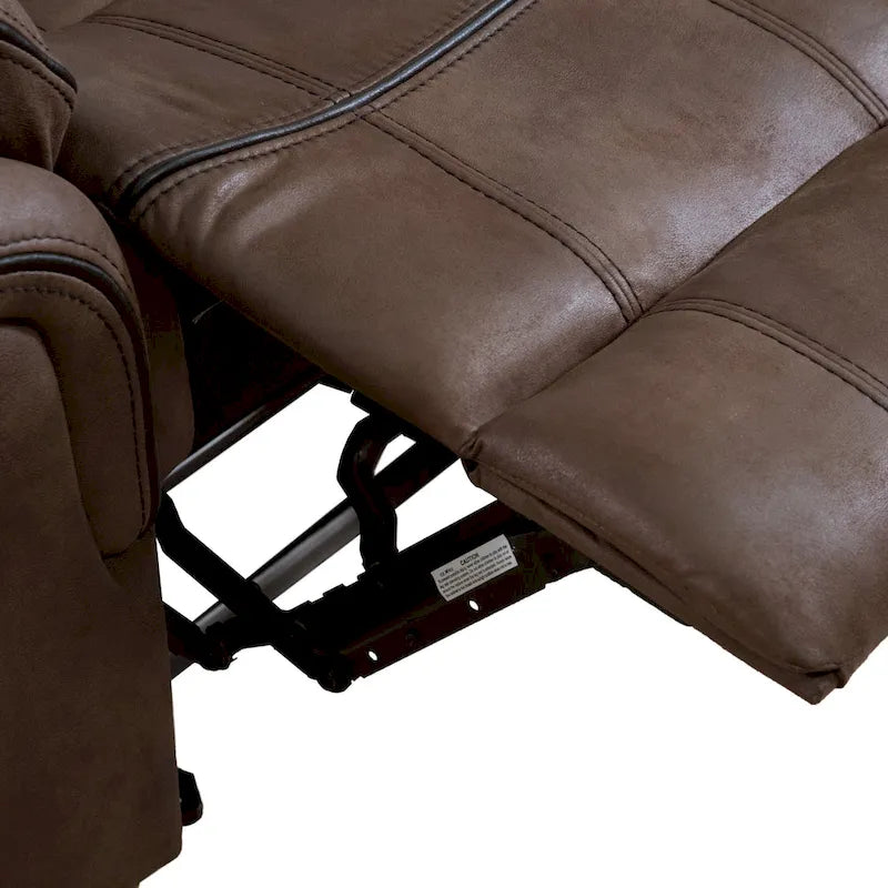Verne Brown Manual Microsuede Glider Reclining Loveseat with Center Storage Console