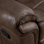 Verne Brown Manual Microsuede Glider Reclining Loveseat with Center Storage Console
