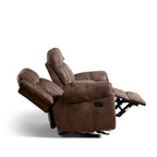 Verne Brown Manual Microsuede Glider Reclining Loveseat with Center Storage Console
