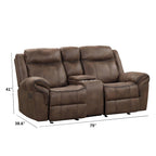 Verne Brown Manual Microsuede Glider Reclining Loveseat with Center Storage Console
