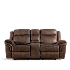 Verne Brown Manual Microsuede Glider Reclining Loveseat with Center Storage Console