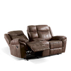 Verne Brown Manual Microsuede Glider Reclining Loveseat with Center Storage Console