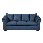 Aruca set van een marineblauwe microvezelbank met kussenrug en loveseat