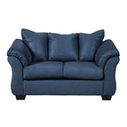 Aruca set van een marineblauwe microvezelbank met kussenrug en loveseat