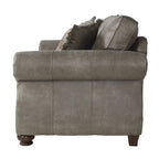 Roundhill Furniture Leinster kőszürke, műbőrrel kárpitozott, szegecses kétszemélyes kanapé