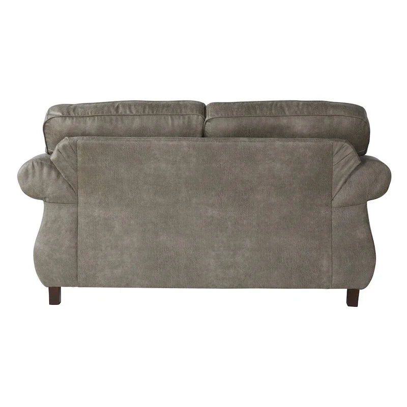 Roundhill Furniture Leinster kőszürke, műbőrrel kárpitozott, szegecses kétszemélyes kanapé