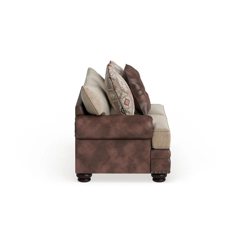 Furniture of America imzalı Dhirendra geleneksel kahverengi suni deri iki kişilik koltuk