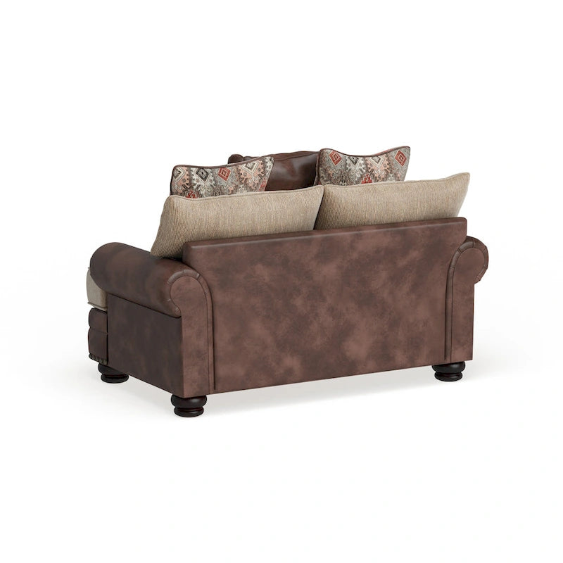 Furniture of America imzalı Dhirendra geleneksel kahverengi suni deri iki kişilik koltuk