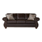 Ensemble Roundhill Furniture Leinster de canapé et causeuse en tissu rembourré avec clous décoratifs, espresso