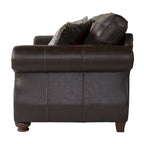 Ensemble Roundhill Furniture Leinster de canapé et causeuse en tissu rembourré avec clous décoratifs, espresso