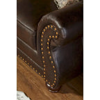 Ensemble Roundhill Furniture Leinster de canapé et causeuse en tissu rembourré avec clous décoratifs, espresso