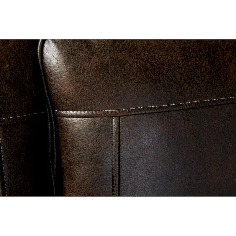 Ensemble Roundhill Furniture Leinster de canapé et causeuse en tissu rembourré avec clous décoratifs, espresso