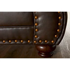 Ensemble Roundhill Furniture Leinster de canapé et causeuse en tissu rembourré avec clous décoratifs, espresso