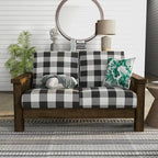 Traditionelles rustikales Zweisitzer-Sofa Jimo aus Eiche mit Leinenbezug von Furniture of America
