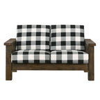Traditionelles rustikales Zweisitzer-Sofa Jimo aus Eiche mit Leinenbezug von Furniture of America