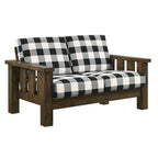 Traditionelles rustikales Zweisitzer-Sofa Jimo aus Eiche mit Leinenbezug von Furniture of America