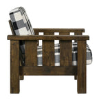 Traditionelles rustikales Zweisitzer-Sofa Jimo aus Eiche mit Leinenbezug von Furniture of America