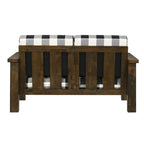 Traditionelles rustikales Zweisitzer-Sofa Jimo aus Eiche mit Leinenbezug von Furniture of America