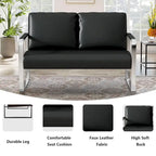 Kleine loveseatbank, mini leren bankje, loveseat van imitatieleer voor kleine ruimtes, kleine loveseatbank van imitatieleer, kleine bank