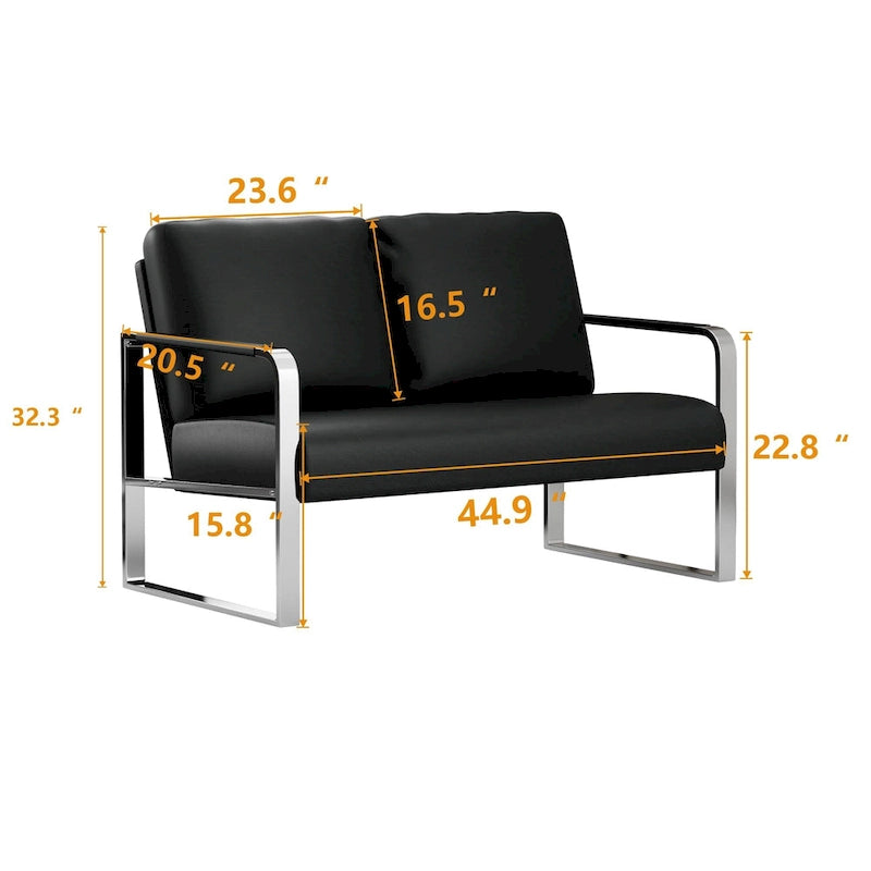 Kleine loveseatbank, mini leren bankje, loveseat van imitatieleer voor kleine ruimtes, kleine loveseatbank van imitatieleer, kleine bank