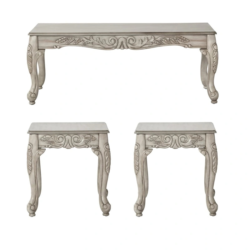 Roundhill Furniture San Marino 2-farbiges Set aus Sofa und Loveseat mit Holzrahmen und 3 Tischen in Ebenholz