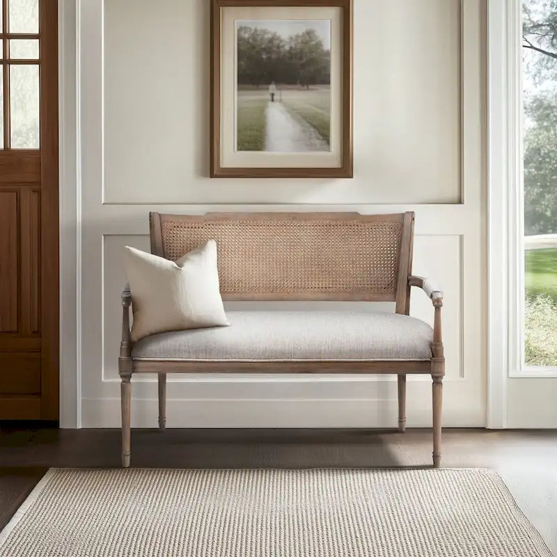 Panca Willshire beige in legno naturale recuperato Madison Park