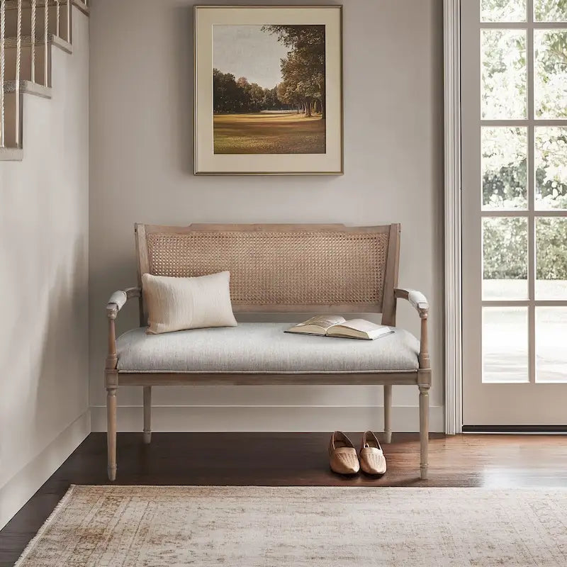 Panca Willshire beige in legno naturale recuperato Madison Park