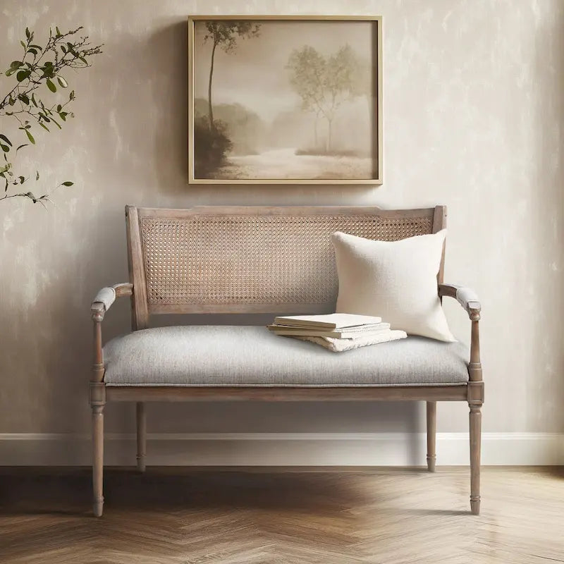 Panca Willshire beige in legno naturale recuperato Madison Park