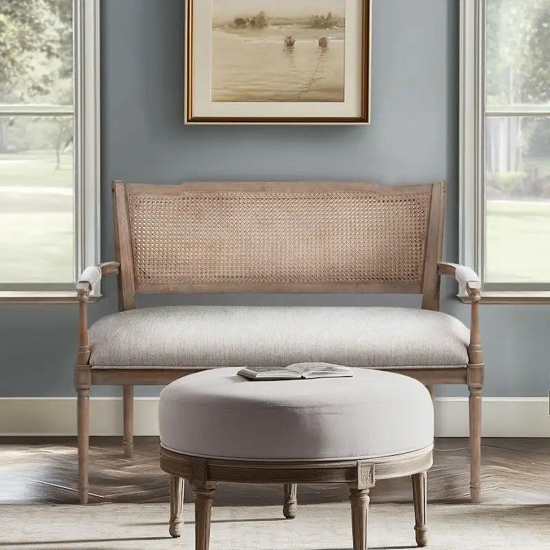 Panca Willshire beige in legno naturale recuperato Madison Park