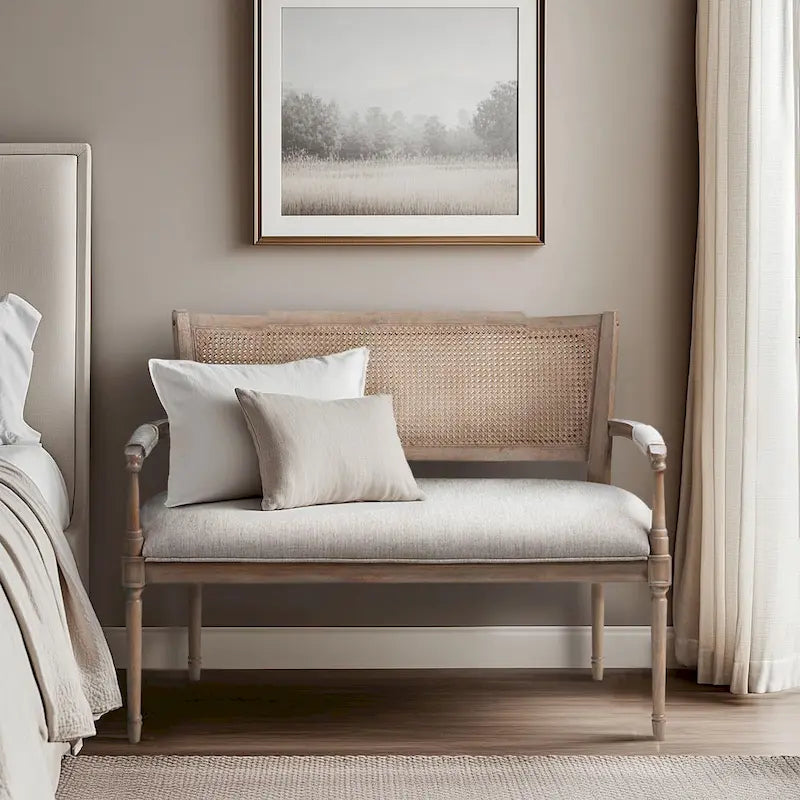 Panca Willshire beige in legno naturale recuperato Madison Park
