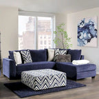 Ensemble Slaren 2 pièces composé d’une méridienne et d’un fauteuil rembourrés en microfibre bleu marine, style transitionnel, par Furniture of America