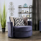 Ensemble Slaren 2 pièces composé d’une méridienne et d’un fauteuil rembourrés en microfibre bleu marine, style transitionnel, par Furniture of America