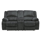 Draycoll Contemporary Double Reclining Loveseat w/Console, Slate - Medium