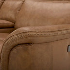 Dwuosobowa sofa z elektrycznie rozkładanymi siedziskami Cooper, skórzana, z konsolą