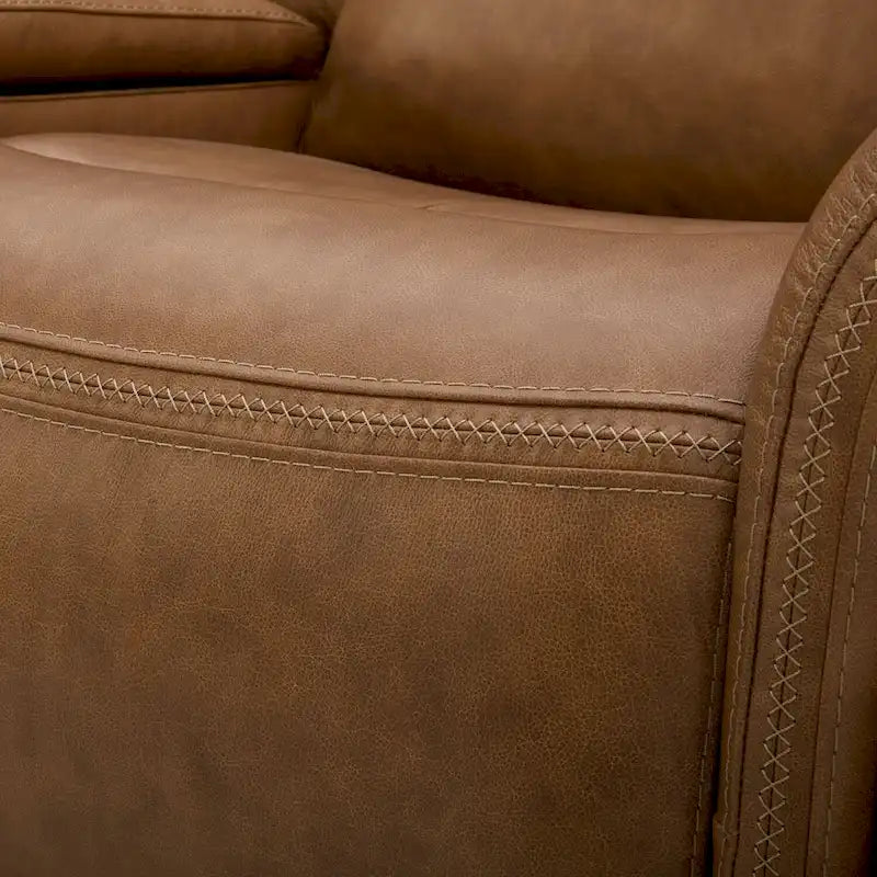 Dwuosobowa sofa z elektrycznie rozkładanymi siedziskami Cooper, skórzana, z konsolą