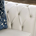 Addae glamoureuze 2-delige bankenset van witte stof met capitonnering van Furniture of America