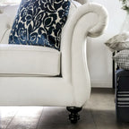 Addae glamoureuze 2-delige bankenset van witte stof met capitonnering van Furniture of America