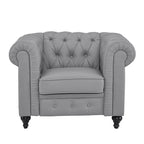 Chesterfield-Eleganz-Kollektion: Zweisitzersofa und Akzentstuhl mit gerollten Armlehnen für Wohnzimmer, Büro und Empfangsbereich