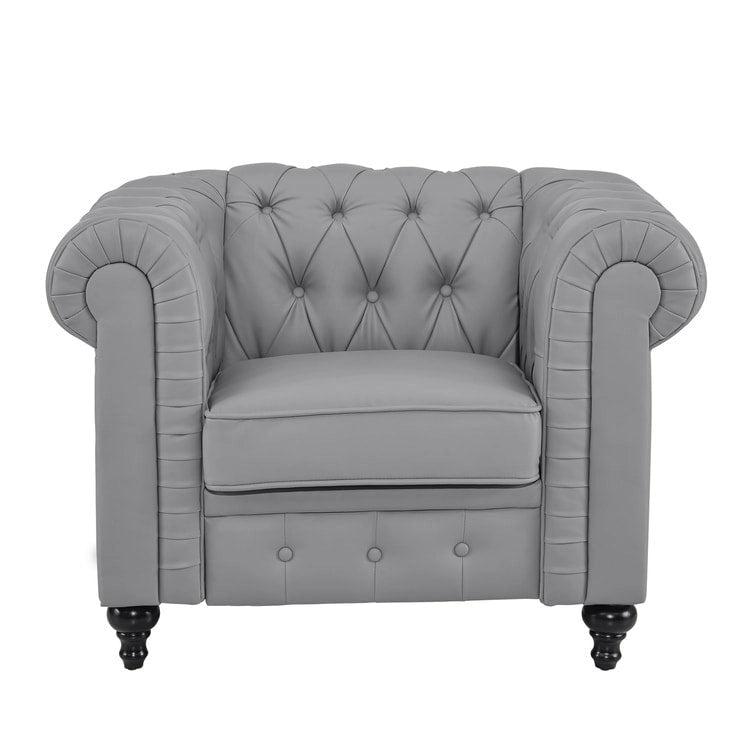 Chesterfield-Eleganz-Kollektion: Zweisitzersofa und Akzentstuhl mit gerollten Armlehnen für Wohnzimmer, Büro und Empfangsbereich