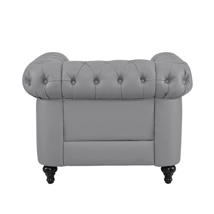 Chesterfield-Eleganz-Kollektion: Zweisitzersofa und Akzentstuhl mit gerollten Armlehnen für Wohnzimmer, Büro und Empfangsbereich
