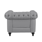 Chesterfield-Eleganz-Kollektion: Zweisitzersofa und Akzentstuhl mit gerollten Armlehnen für Wohnzimmer, Büro und Empfangsbereich