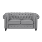 Chesterfield-Eleganz-Kollektion: Zweisitzersofa und Akzentstuhl mit gerollten Armlehnen für Wohnzimmer, Büro und Empfangsbereich