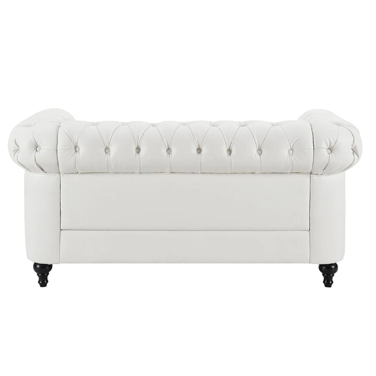 Chesterfield-Eleganz-Kollektion: Zweisitzersofa und Akzentstuhl mit gerollten Armlehnen für Wohnzimmer, Büro und Empfangsbereich